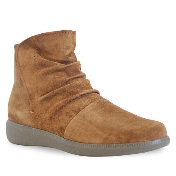 NEW Munro Scout Water Resistant Ruched Ankle Bootie‎ TOBACCO SUEDE - Picture 1 of 7